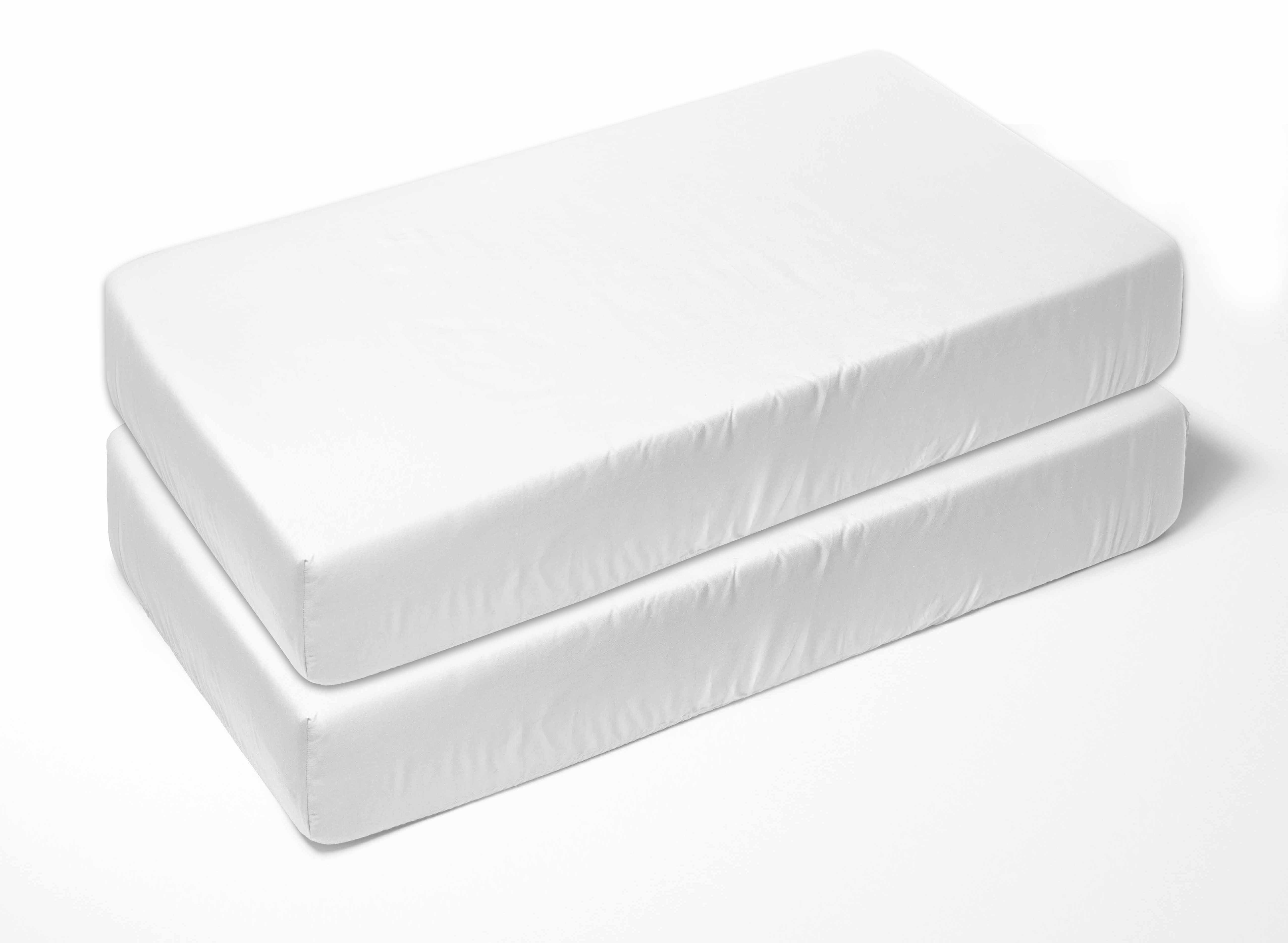 Bacati - 2 Pack Solid Neutral 100% Cotton Percale Universal Baby US Standard Crib or Toddler Bed Fitted Sheets (White)