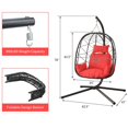 thumbnail image 6 of Wicker Egg Chair, LEGAHOME Indoor Outdoor Swing Chair with Stand and Removable Cushion, All-Weather Rattan Hanging Basket Chair Hammock Chair for Patio Balcony Porch Garden, Red, 6 of 10