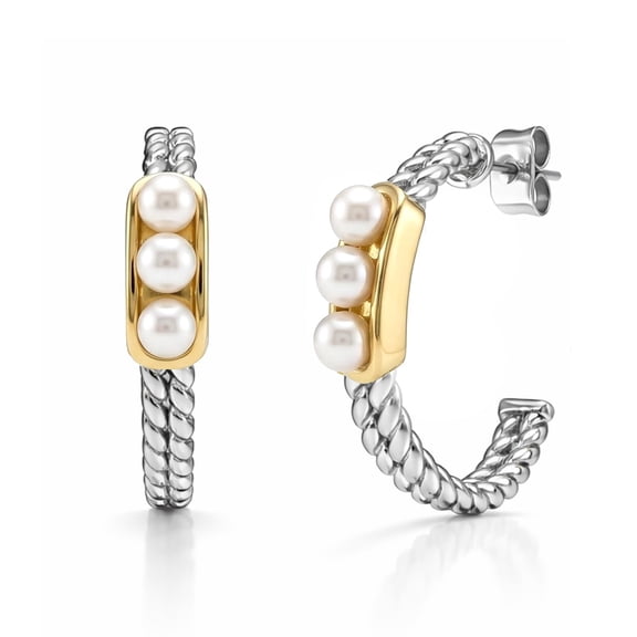 Charmsy Hoop Earrings for Women | Gold Plated Pearl Hoop Earrings | Beaded Hoop Earring