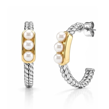 Charmsy Hoop Earrings for Women | Gold Plated Pearl Hoop Earrings | Beaded Hoop Earring