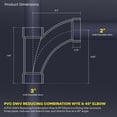 thumbnail image 2 of 3" x 3" x 2" PVC DWV Combination Wye & 1/8 Bend 45° Elbow Reducing Hub, White PVC Drain, (10 Pack), 2 of 7