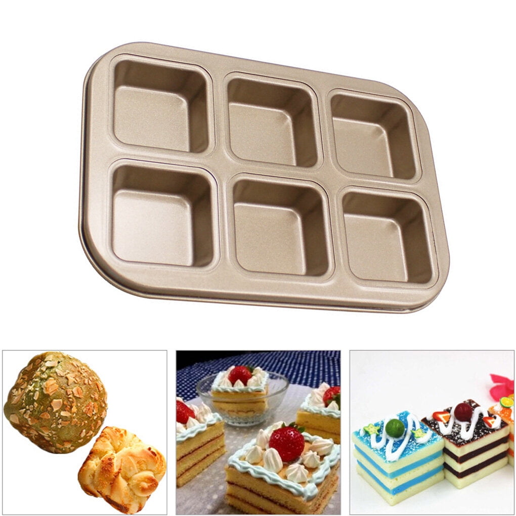 Muffin Cake Pan 6-Cavity Square Baking Tray Non-Stick Tray for