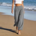 thumbnail image 2 of Hurxie Womens High Waisted Button Pleated Wide Leg Pants Beach Vacation Trouses Gray,XL, 2 of 7