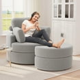 thumbnail image 5 of MEISSALIVVE 360° Swivel Barrel Accent Chair with Ottoman, Round Cuddle Lounge Seat with Pillow, Modern Design for Living Room, Bedroom, Gray, 5 of 8