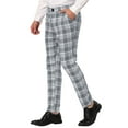 thumbnail image 5 of INSPIRE CHIC Men's Plaid Dress Pants Casual Slim Fit Checkered Business Trousers Gray 30, 5 of 6