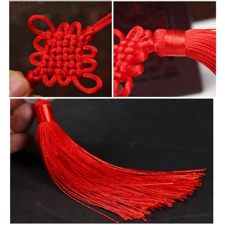 40CM Luxury Silky Tassels Crafts Trim Fabric Chinese Knot Fringe Home Door  Decor