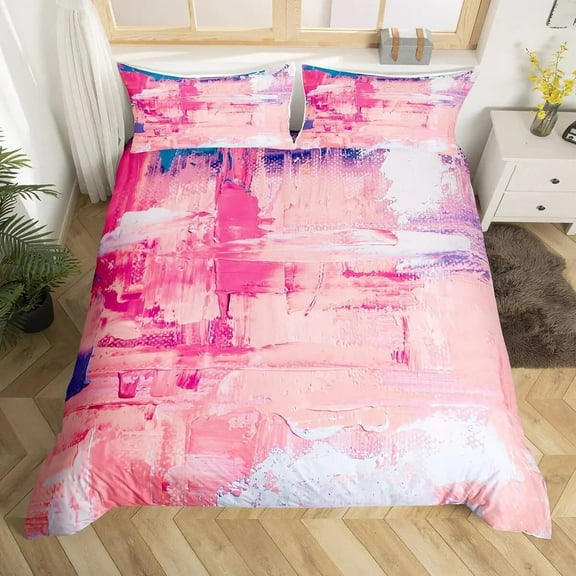 Ombre Duvet Cover for Kids Boy Girl Colorful Oil Painting Bedding Set King Abstract Art Artwork Comforter Cover with Pillowcase
