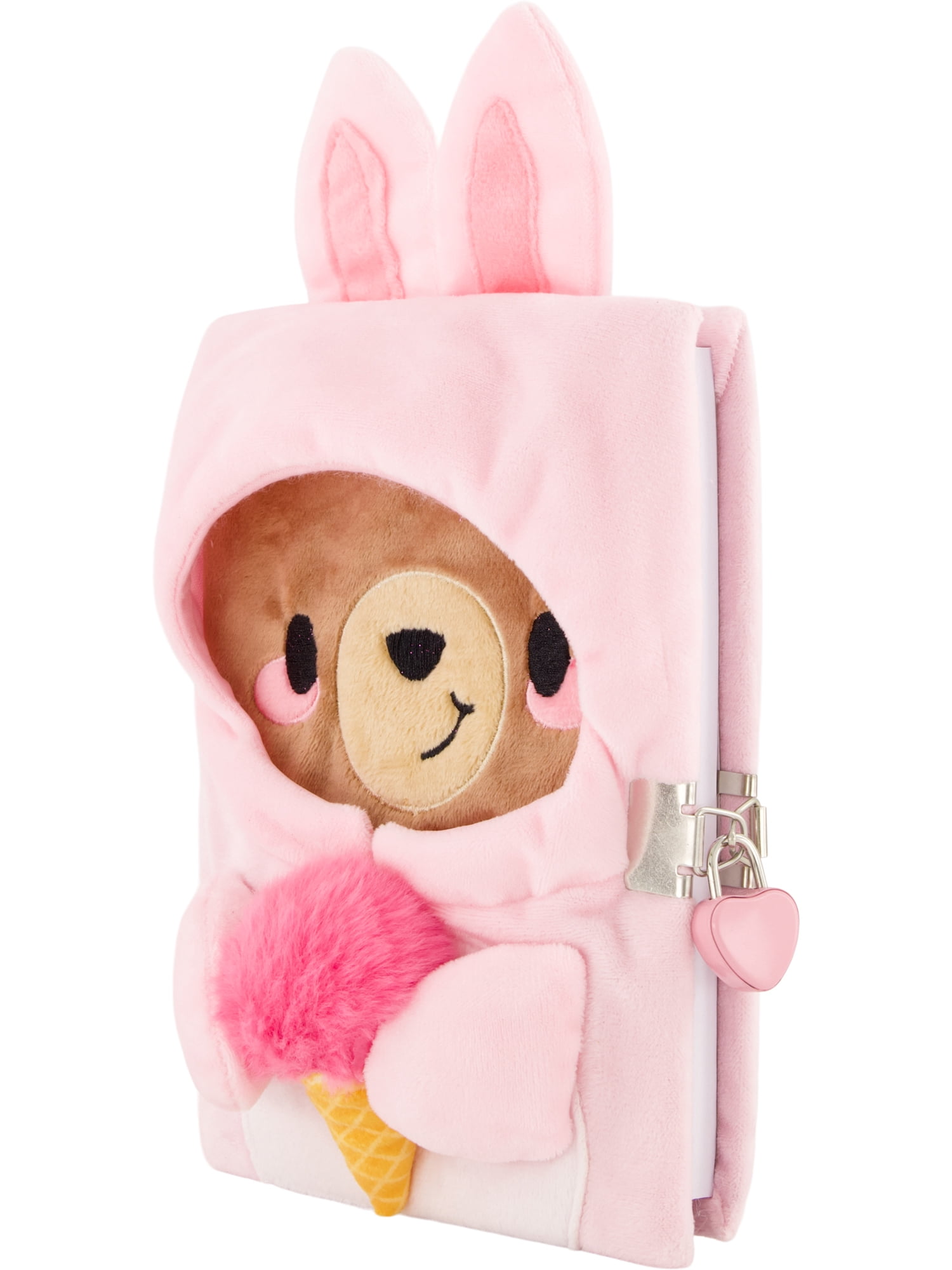 Claire's Children's Pink Bear Dressed up as a Bunny Diary - Lock and Key, 100 Pages