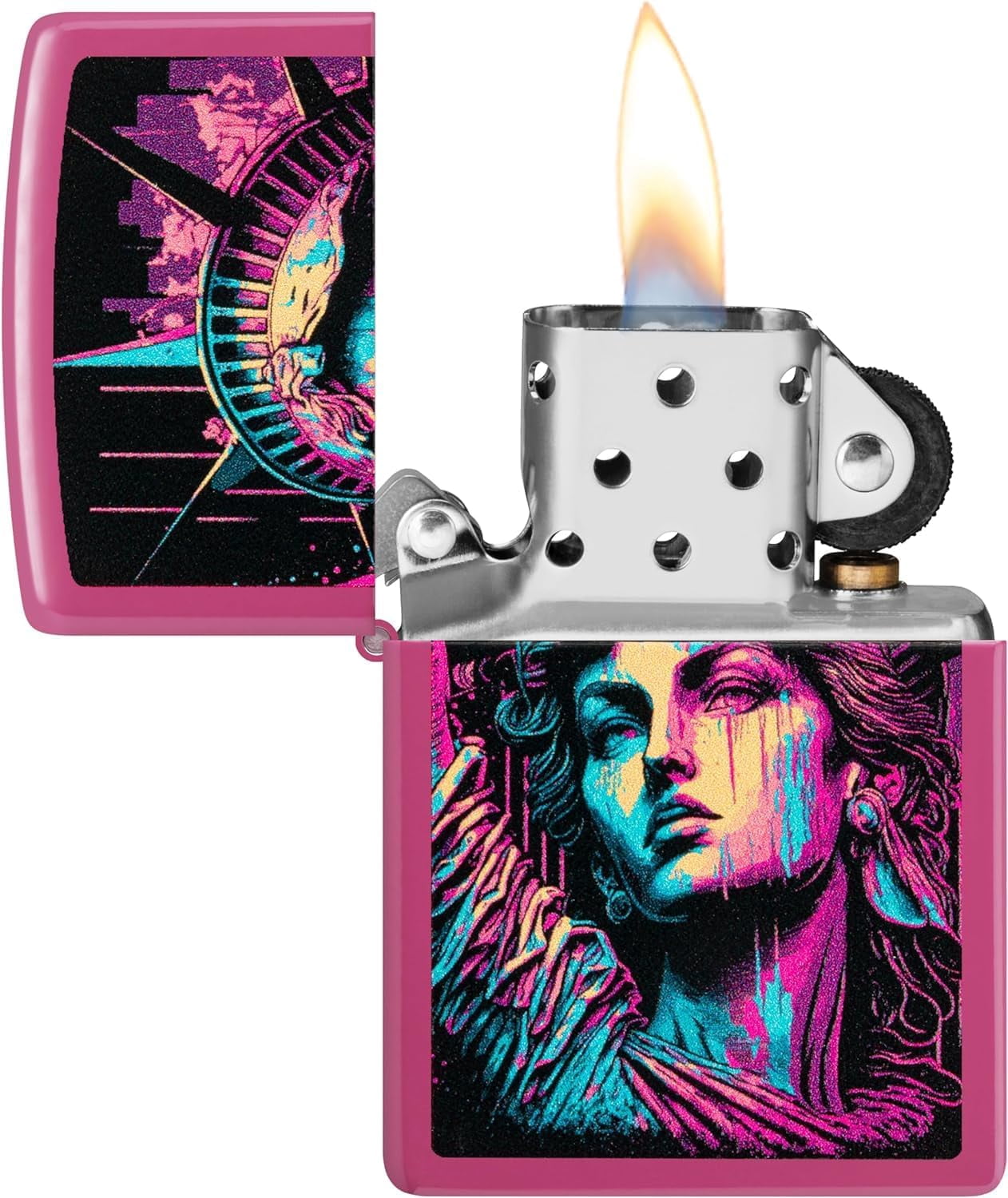 Zippo Lighter - Custom Message Engrave Retro Statue of Liberty Frequency 48916