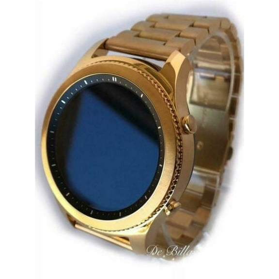 DE Billas Luxury Samsung Gear S3 Classic 24K Gold Plated Stainless Steel Case with Gold Link Band