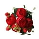 thumbnail image 4 of Ramo de novia artificial, ramo de rosas falsas, 5 cabezas de flores con tallo artificial Rojo, 4 of 9