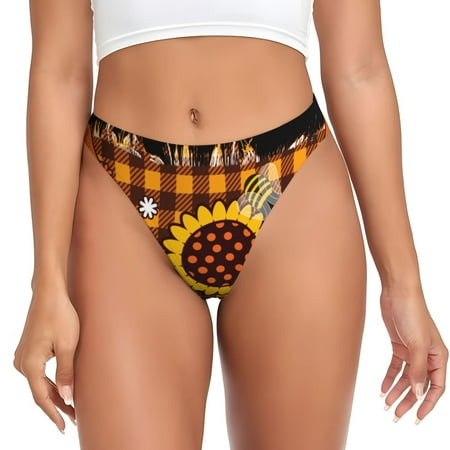 Sigee Sunflower Gnomes and Bees for Women s G-String Panty  Low Rise  Soft Lace Perfect for Everyday Wear or Special Occasions-3X-Large