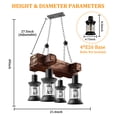 thumbnail image 3 of 4 Lights Rustic Wood Chandelier, Industrial Vintage Wooden Ceiling Lamp Hanging Pendant Light Retro Suspension Lighting Fixture for Living Dining Room Bedroom Kitchen Restaurant Coffee Shop, 3 of 8