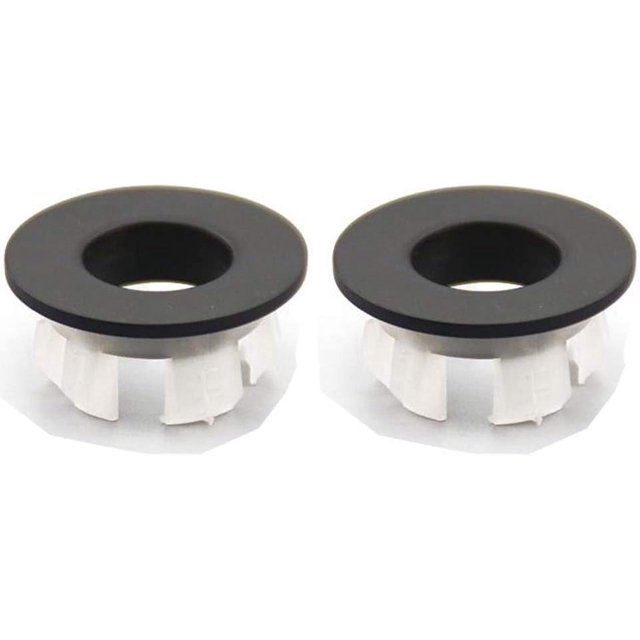 HAHDAXIA Garniture de Bassin d'Évier Couvercle de Trop-Plein Insert en Laiton dans Trou Capuchons Ronds Noir Mat 2 Pcs