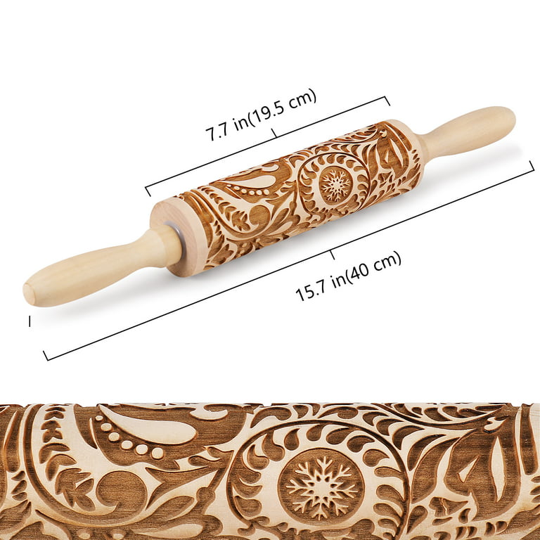  ROLLING PIN SPRING WOODDEN EMBOSSING ROLLING PIN with