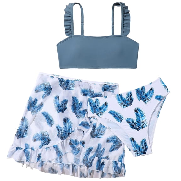 Shadoumai Girls Swimsuit 2 Piece Halterneck Tankini Adjustable Drawstring Bathing Suit for Girls and 7-16Y