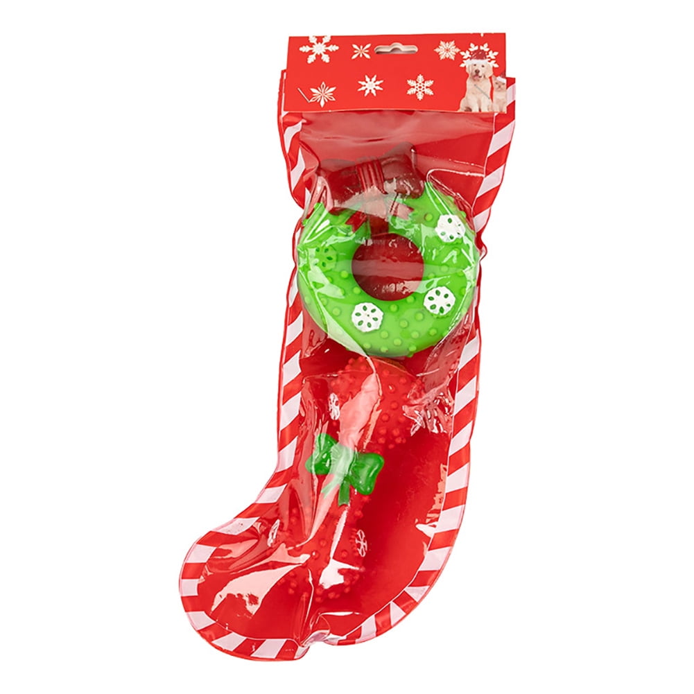 Christmas Dog Stocking Toys Xmas Dog Toys Set, Rubber Dog Toys, Indestructible Dog Toy Durable Squeaky Puppy Chew Toys for Training Teething