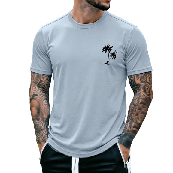 WAYUTE T Shirts for Man Short Sleeve Crew Neck Hawaii Graphic Tee Breathable Soft Blend Top for Beach Fashion Daily Wear Summer Outdoor T-Shirts