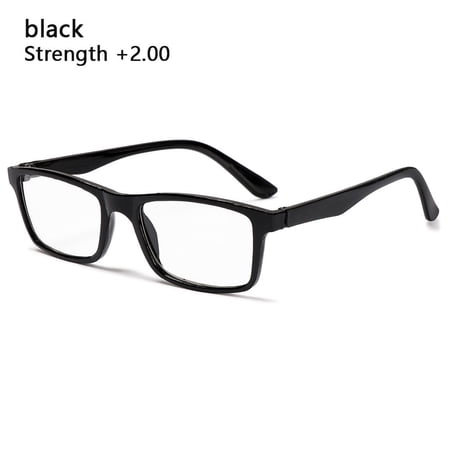 Unisex Vision Care Portable Ultralight PC Frames Eyeglasses Presbyopic Glasses Reading Glasses BLACK STRENGTH +2.00