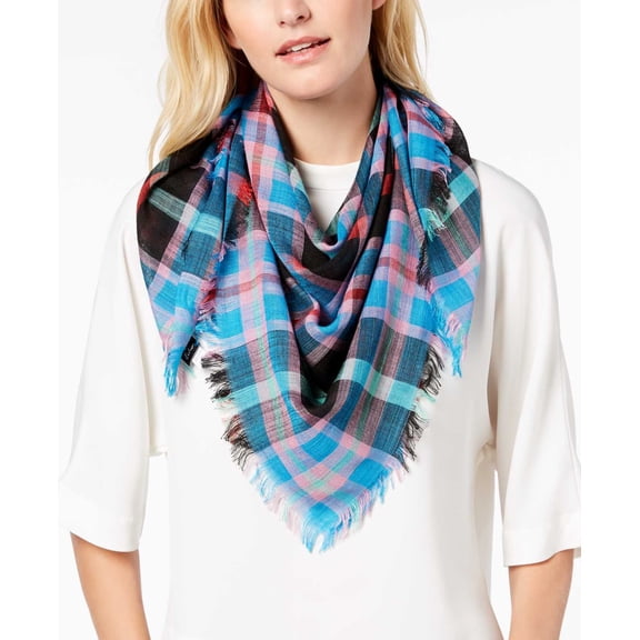 Echo Women’s Goa Plaid Square Bandana Scarves, Blue
