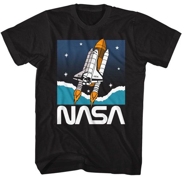 NASA Shuttle In Space Black T-Shirt