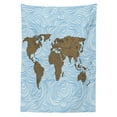thumbnail image 3 of Ambesonne Ocean Tablecloth Rectangular Table Cover, Map with Waves, 52"x70", Cocoa Pale Blue, 3 of 4