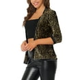 thumbnail image 4 of INSPIRE CHIC Cardigan en Velours Sans Col à Paillettes Brillantes pour Femmes, Manches 3/4, m Or, 4 of 6