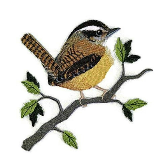 Single Carolina Wren Bird Embroidered Iron on/Sew patch [5.9" X 5.4"]