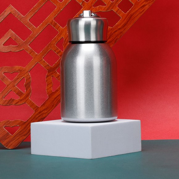 Glass & Bottle Mini Water Bottle 300ml Stainless Steel Thermal Cup Vacuum Insulated Leak Proof Portable Flask with Hook for Home Gym
