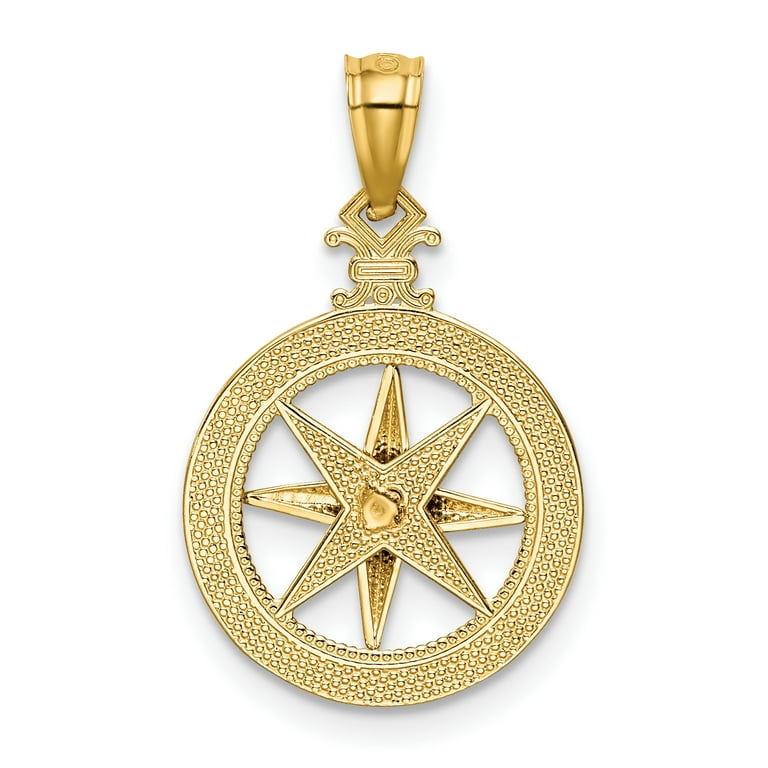 14k Yellow Gold Polished Finish 18.7mm Compass Pendant 14k Yellow Gold Polished Finish 18.7mm Compass Pendant