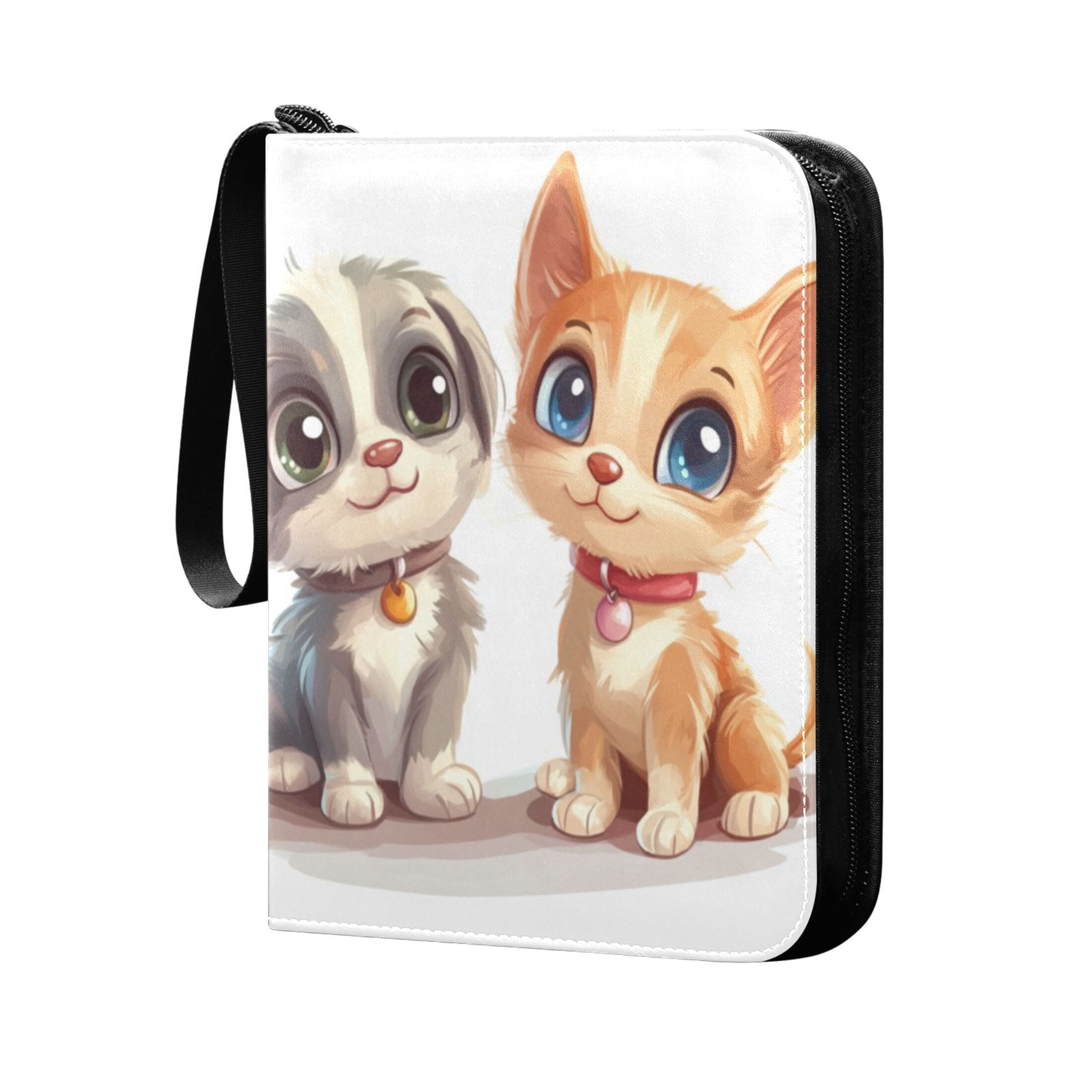 Game Card Storage Bag Collectible Trading Card Albums The 4-Pocket Card Binder With 50-Page Sleeve Can Hold 400 Game Cards Dog and Cat Friends