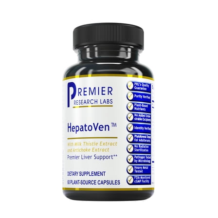 Premier Research Labs HepatoVen - Supports Detoxification & Liver Health - Features Reishi, Organic Prickly Pear, Chlorella, Turmeric, Turkey Tails & Artichoke Extract - 60 Plant-Source Capsules