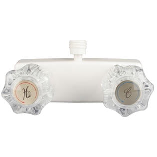 White Rv Mobile Home Marine Shower Faucet With Clear Handles