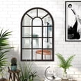 thumbnail image 3 of Arched Window Wall Mirror, Rustic Farmhouse Accent Mirror, Wood Framed Entry Mirror Windowpane Acrylic Mirror for Living Room,Bathroom,Bedroom,Kitchen, 3 of 7