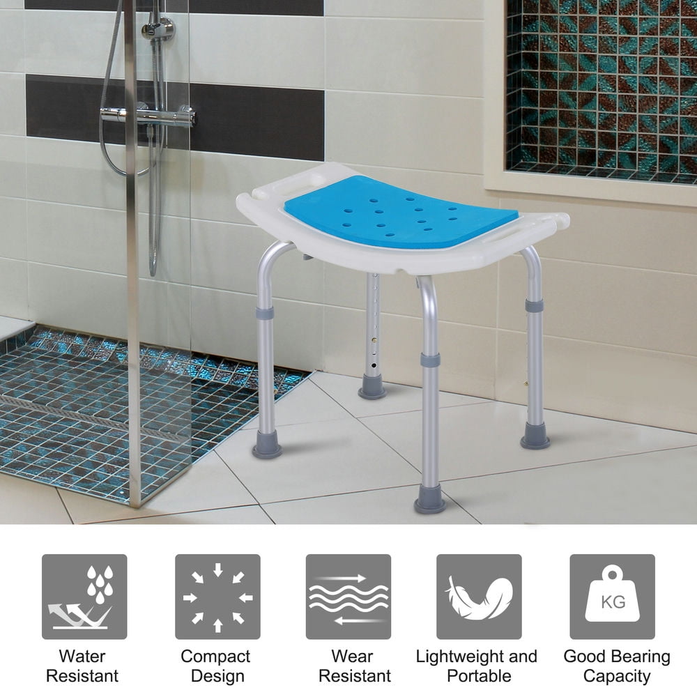 Demi Bonn Shower Chair, Adjustable Shower Stool with Suction Feet, Shower Seat for Inside Shower or Tub, Bathroom Bench Bath Chair for Elderly and Disabled, Blue