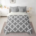 thumbnail image 2 of Manfei Abstract Geometric Floral 7pcs Bedding Comforter Set,Boho Exotic Style Queen Bedding Sets,Gray White Queen Sheet Sets For Men Women,Breathable Home Decor Reversible, 2 of 8