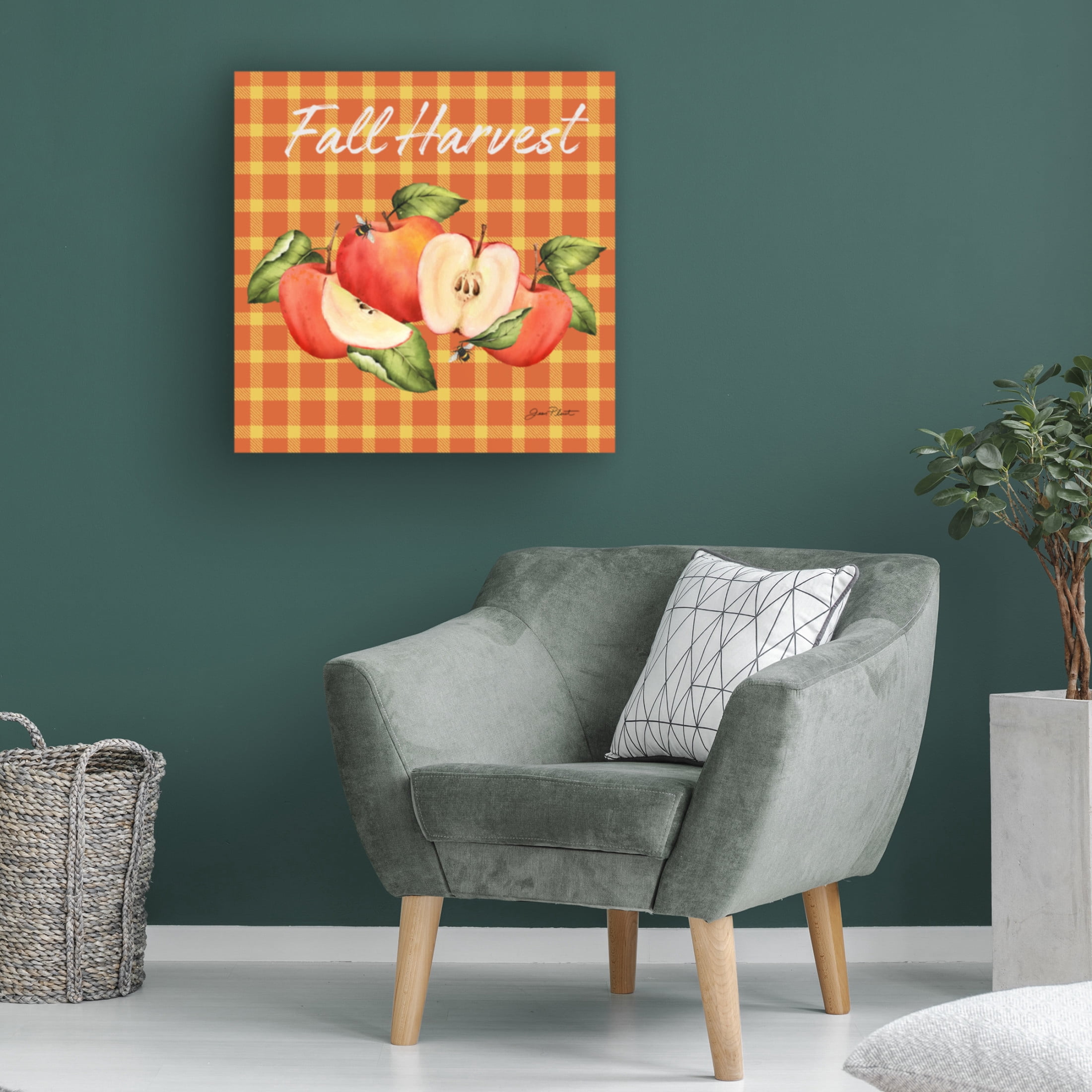 Canvas Wall Art - Jean Plout 'Fall Plaid Celebration B' Wall Art for Living Room, Bedroom, or Office Décor by Trademark Fine Art - 14 x 14 Inches