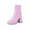 Pink, variant on asdoklhq Womens Waterproof Work Boots,Solid Color Thick High-heeled Women's Boots Ankle Boots