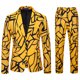 thumbnail image 5 of RKSTN Tuxedo Suits for Men 2PC Lapel Single Breasted Button Printed Dress Suit Sets Men's Turndown Regular Fits Floral Print Blazers and Pant 2 Piece Set Wedding Business Performance Prom Dress Set, 5 of 10