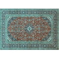thumbnail image 1 of Ahgly Company Indoor Rectangle Medallion Light Blue Traditional Area Rugs, 8' x 12', 1 of 4