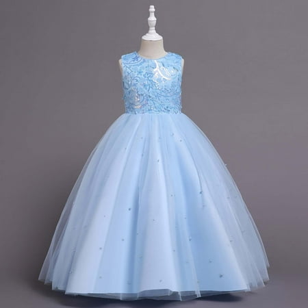 

Awdenio Baby Girls Special Occasion Dresses Kids Dress Girls Sleeveless Princess Dress Bow Tie Lace Flowers Mesh Dress Tufted Dress