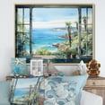 thumbnail image 2 of Designart "Tropical Seaside Serenity II" Extra Large Coastal Framed Wall Art - Coastal Blue Coastal Windows Bedroom Framed Canvas Wall Art, 2 of 7