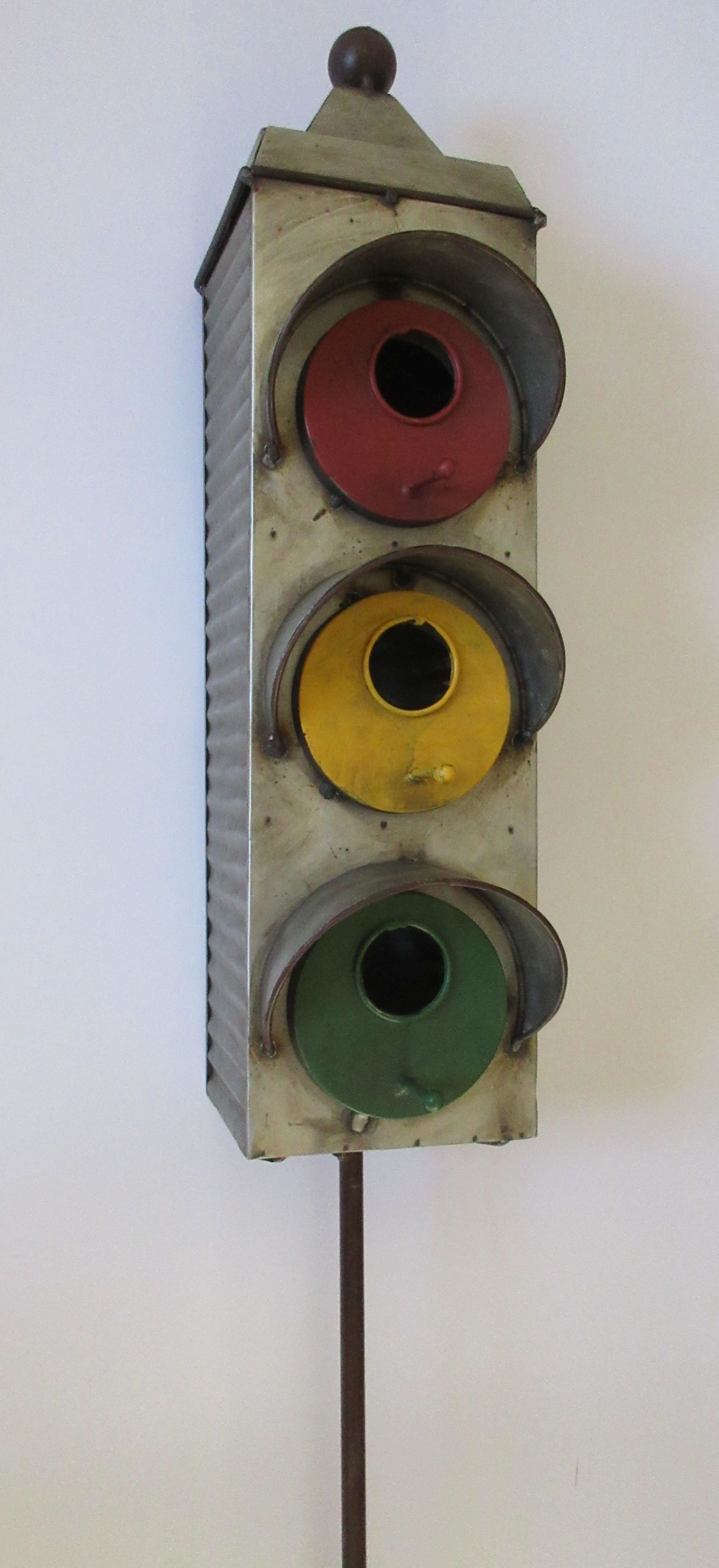 Traffic Light Bird House on Stake
