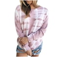thumbnail image 2 of Abcnature Casual Tie Dye Tunic Shirts for Women Activewear Stripe Crew Neck Long Sleeve T Shirts Blouses Color Block Office Shopping Holidays Sweatshirts Tops Pink L, 2 of 4