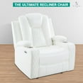 thumbnail image 6 of Set of 3 Power Reclining Home Theater Chairs with Adjustable Headrests, USB Charging Ports, LED Lights, Cup Holders & Hidden Storage Color:White, 6 of 6