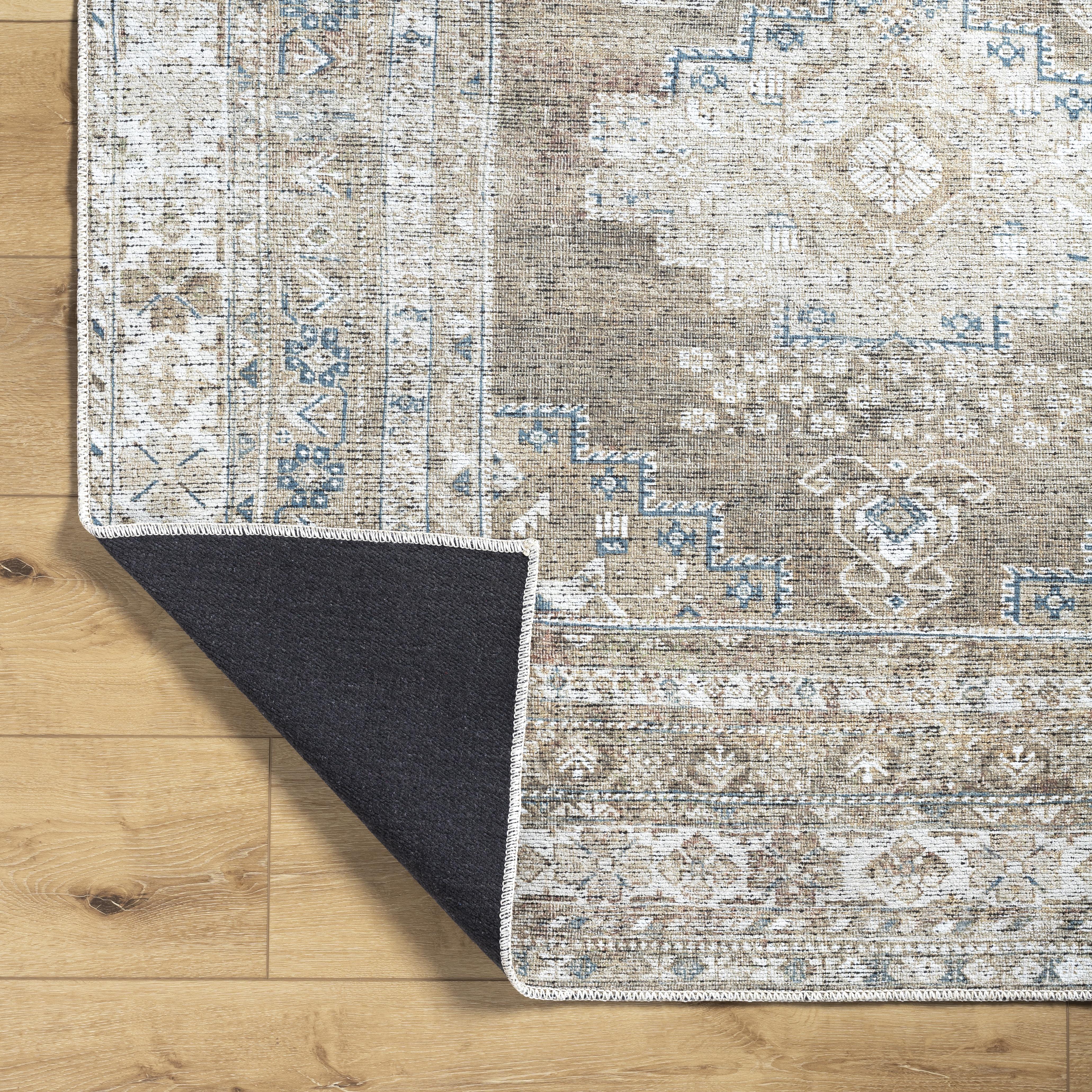 Better Homes & Gardens Geo Medallion Washable Non-Skid Area Rug, Sage, 5'3" x 7' - image 2 of 6