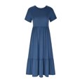 thumbnail image 3 of Vestido Plisado De Mujer Vestido plisado para mujer, cuello redondo, vestido amplio con bolsillos (azul cielo M) Cgtredaw para Mujer cielo azul T S, 3 of 7