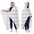 thumbnail image 2 of Wearable Blanket,White Cartoon Unicorn Cloud Heart Pattern Hooded Wearable Flannel Blanket for Adults & Teens with Buckle,Winter Poncho Shawl Wrap Cape,50"x60", 2 of 5