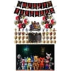 Birthday Party Supplies For Five Nights at Freddy's Includes Banner, Cake Topper - 24 Cupcake Toppers - 24 Balloons and Backdrop