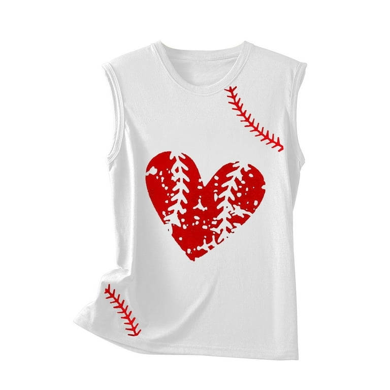 Baseball Mom Love Baseball Heart Red And White T-Shirt Baseball Mom Love Baseball Heart Red And White T-Shirt